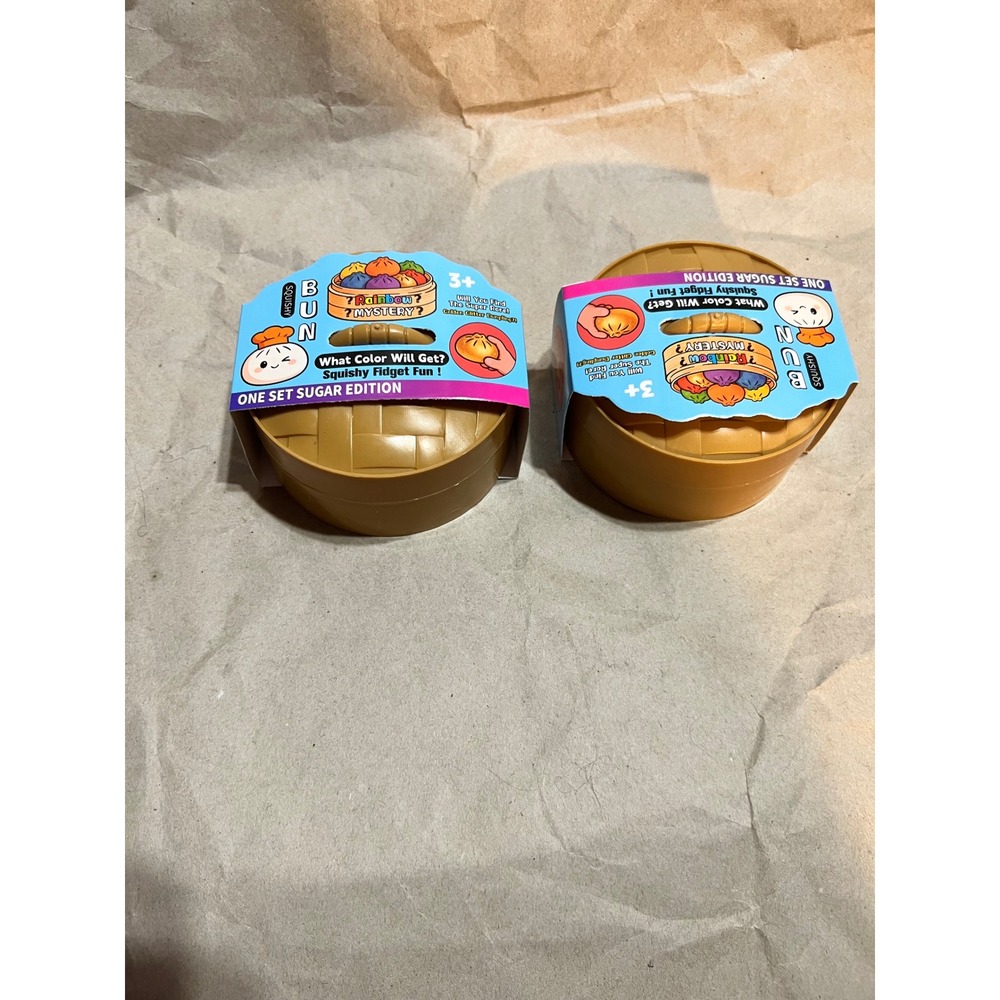 Squishy Bun 2 PC Set Sugar Edition Mystery Fidget Toy Tan Rare Chance